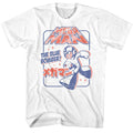 White Mega Man t-shirt featuring Mega Man Blue Bomber Again design