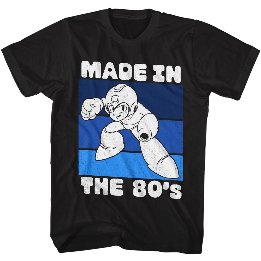 Black Mega Man t-shirt featuring Mega Man Made In The 80s design