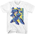 White Mega Man t-shirt featuring Mega Man Multiple Poses design