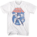 White Mega Man t-shirt featuring Mega Man Mega Circles design