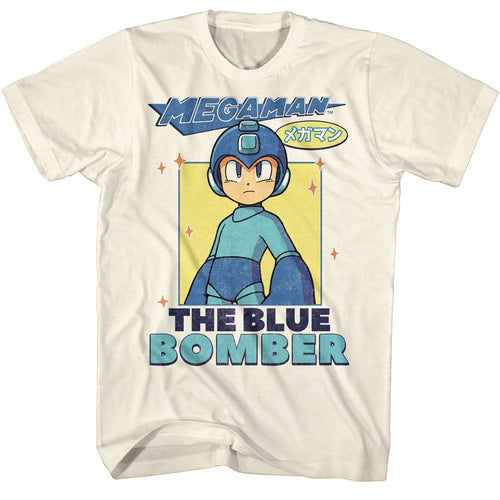 Natural Mega Man t-shirt featuring Mega Man The Blue Bomber design