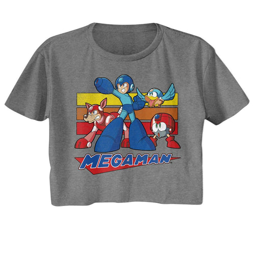 Mega Man Ladies Crop Top - Multi Color Rectangles