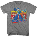 Graphite heather Mega Man t-shirt featuring Mega Man Multi Color Rectangles design