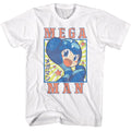 White Mega Man t-shirt featuring Mega Man Square And Stars design