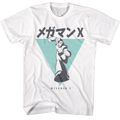 White Mega Man t-shirt featuring Mega Man Incoming design