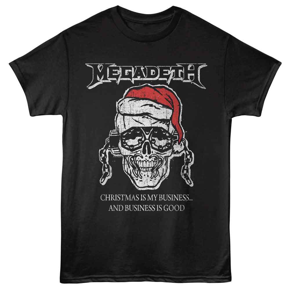 Black Megadeth t-shirt featuring Megadeth Christmas Is My Business design