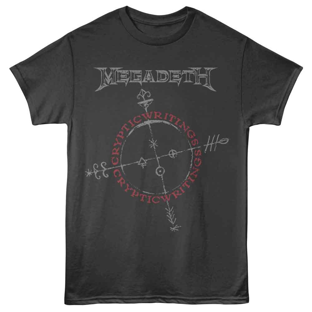 Smoke gray Megadeth t-shirt featuring Megadeth Cryptic Writings 1997 album design