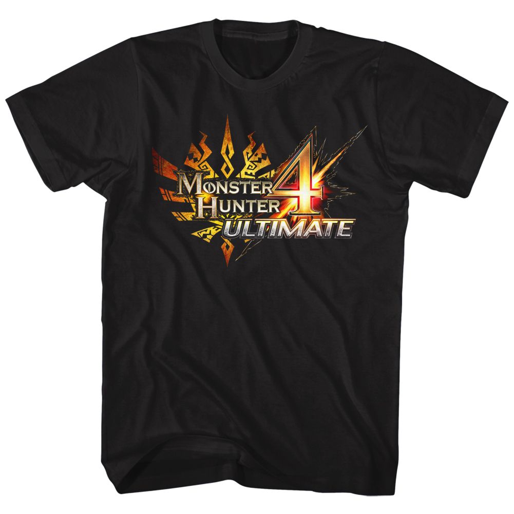 Black Monster Hunter t-shirt featuring Monster Hunter 4 Ultimate Logo design