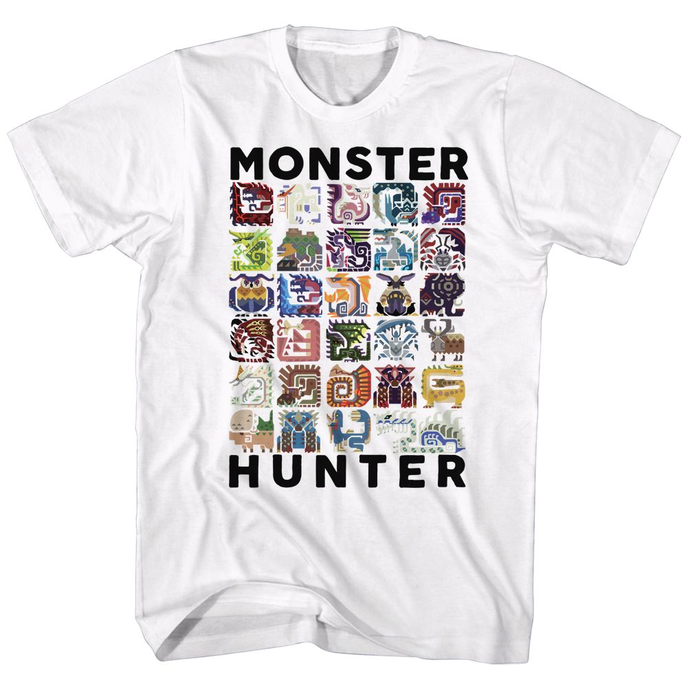 White Monster Hunter t-shirt featuring Monster Hunter Let's Hunt design