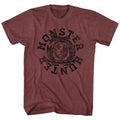 Vintage maroon heather Monster Hunter t-shirt featuring Monster Hunter Circle design