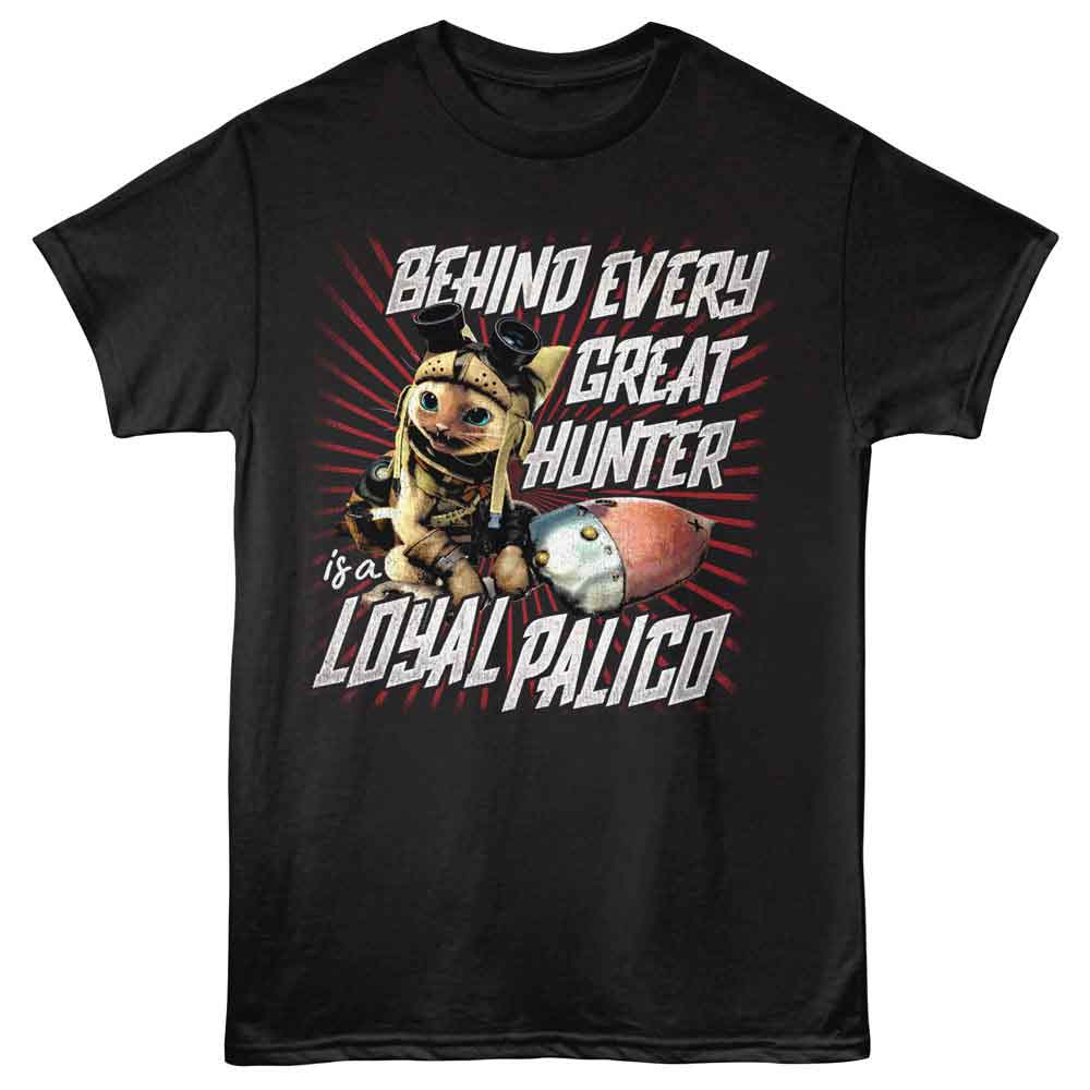Black Monster Hunter t-shirt featuring Monster Hunter Loyal Palico design