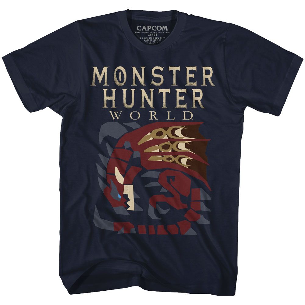 Navy Monster Hunter t-shirt featuring Monster Hunter Large Dragon design