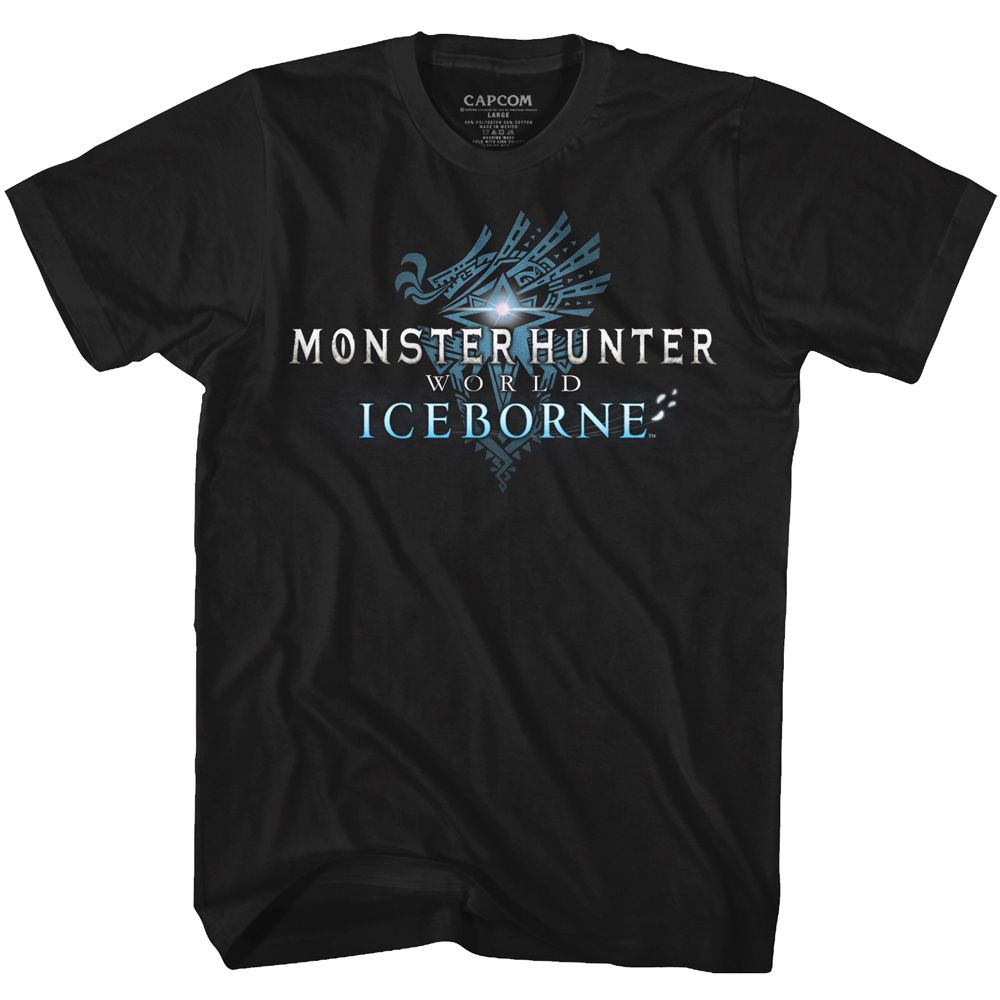 Black Monster Hunter t-shirt featuring Monster Hunter Iceborne Logo design