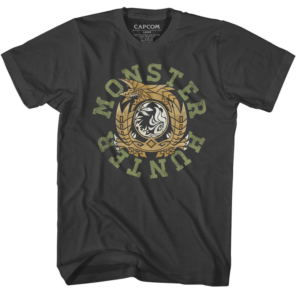 Smoke gray Monster Hunter t-shirt featuring Monster Hunter MonHun Circle Color design