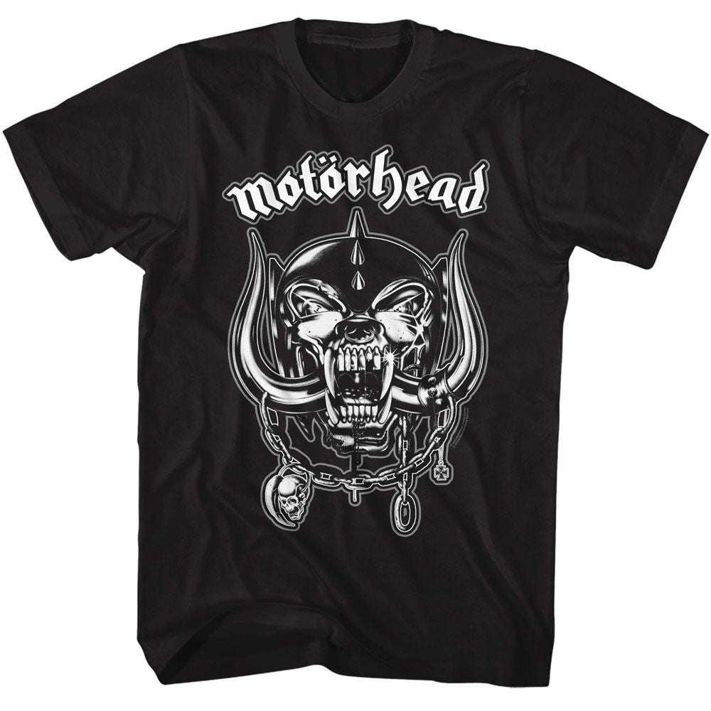 Black Motörhead t-shirt featuring Motörhead Snaggletooth And Logo design