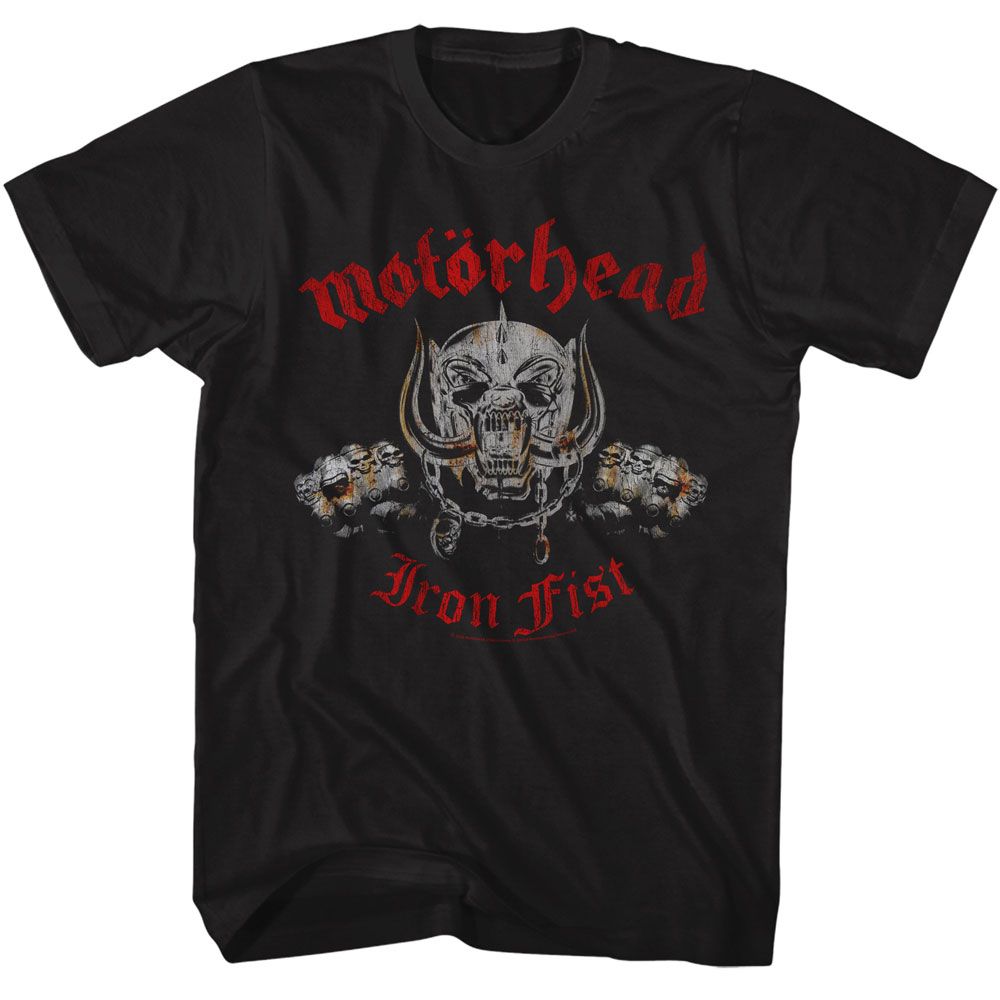 Black Motörhead t-shirt featuring Motörhead Iron Fist 1982 album design