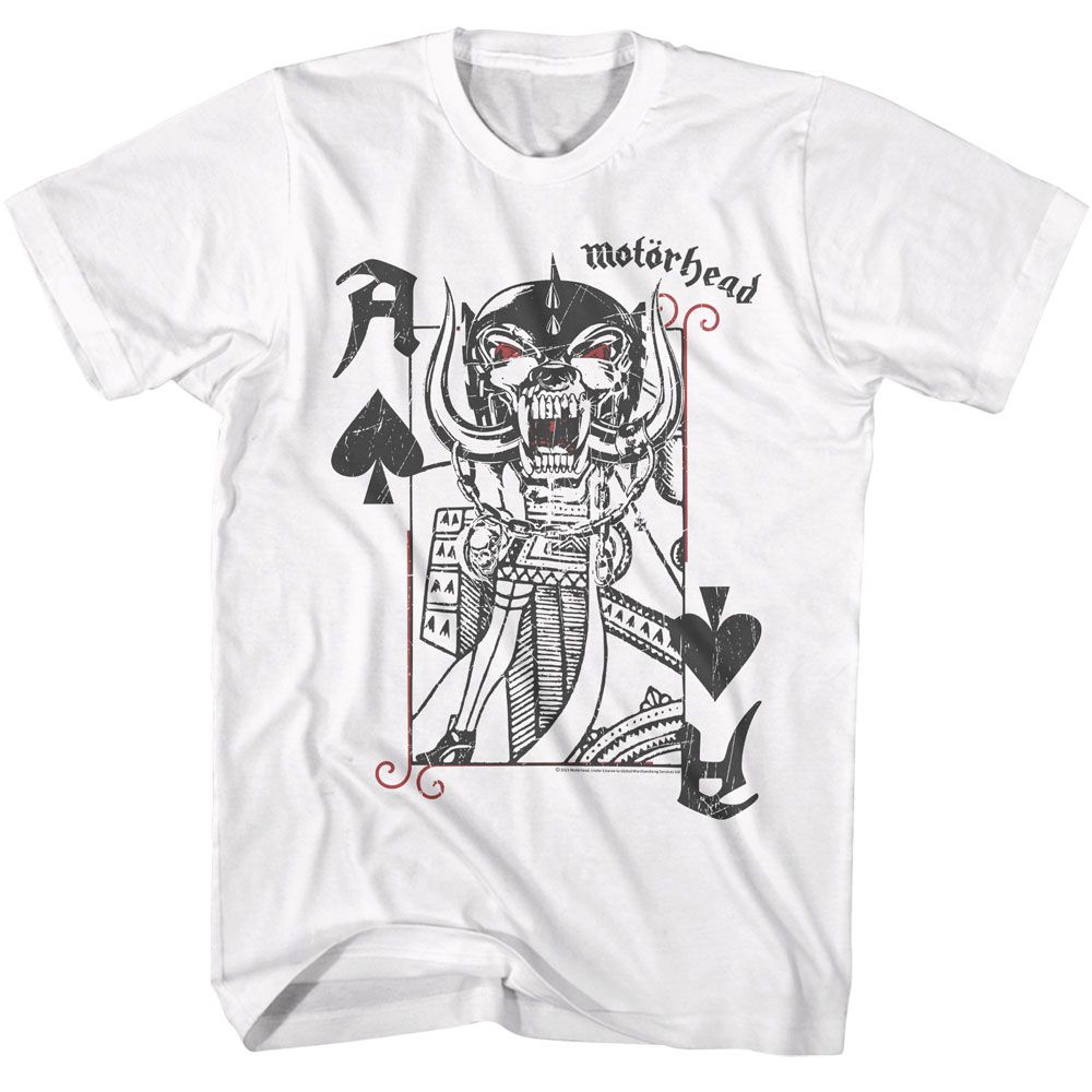 White Motörhead t-shirt featuring Motörhead King Of Aces design
