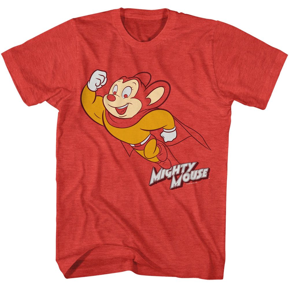 Red heather Mighty Mouse t-shirt featuring Mighty Mouse Flying design