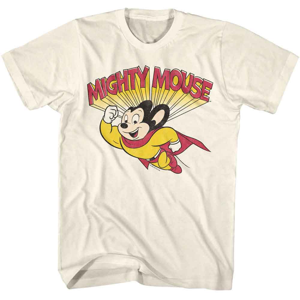 Natural Mighty Mouse t-shirt featuring Mighty Mouse Flying design