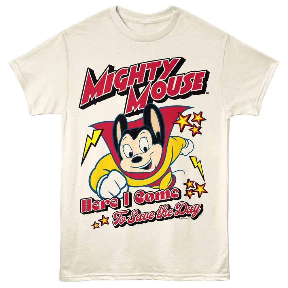 Natural Mighty Mouse t-shirt featuring Mighty Mouse Bolts design