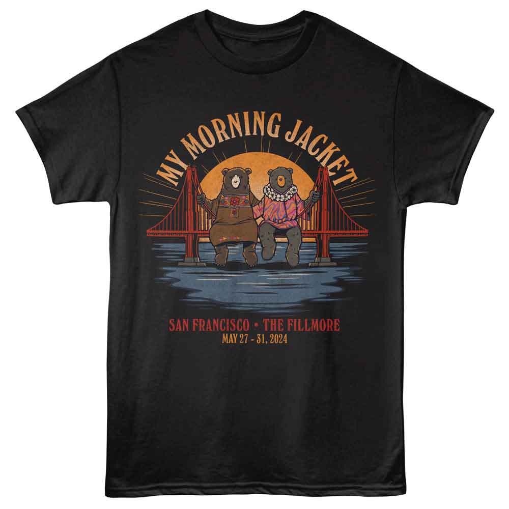 Black My Morning Jacket t-shirt featuring My Morning Jacket Bridge Bears design