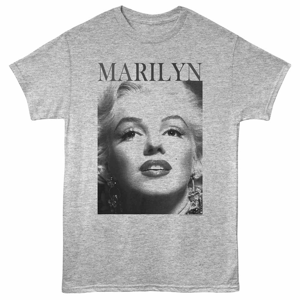 Gray heather Marilyn Monroe t-shirt featuring a Face design