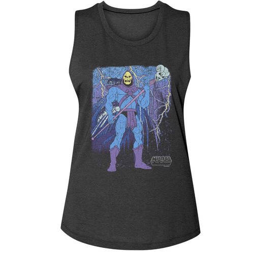 Masters of the Universe Ladies Muscle Tank - Skeletor and Skull Mountain