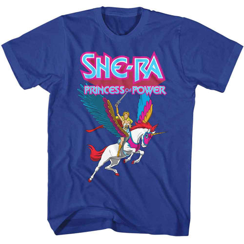 She-Ra Swift Wind and Logo Masters of the Universe t-shirt in royal blue