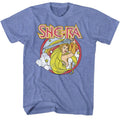 Rainbow Sword Masters of the Universe t-shirt in light blue heather