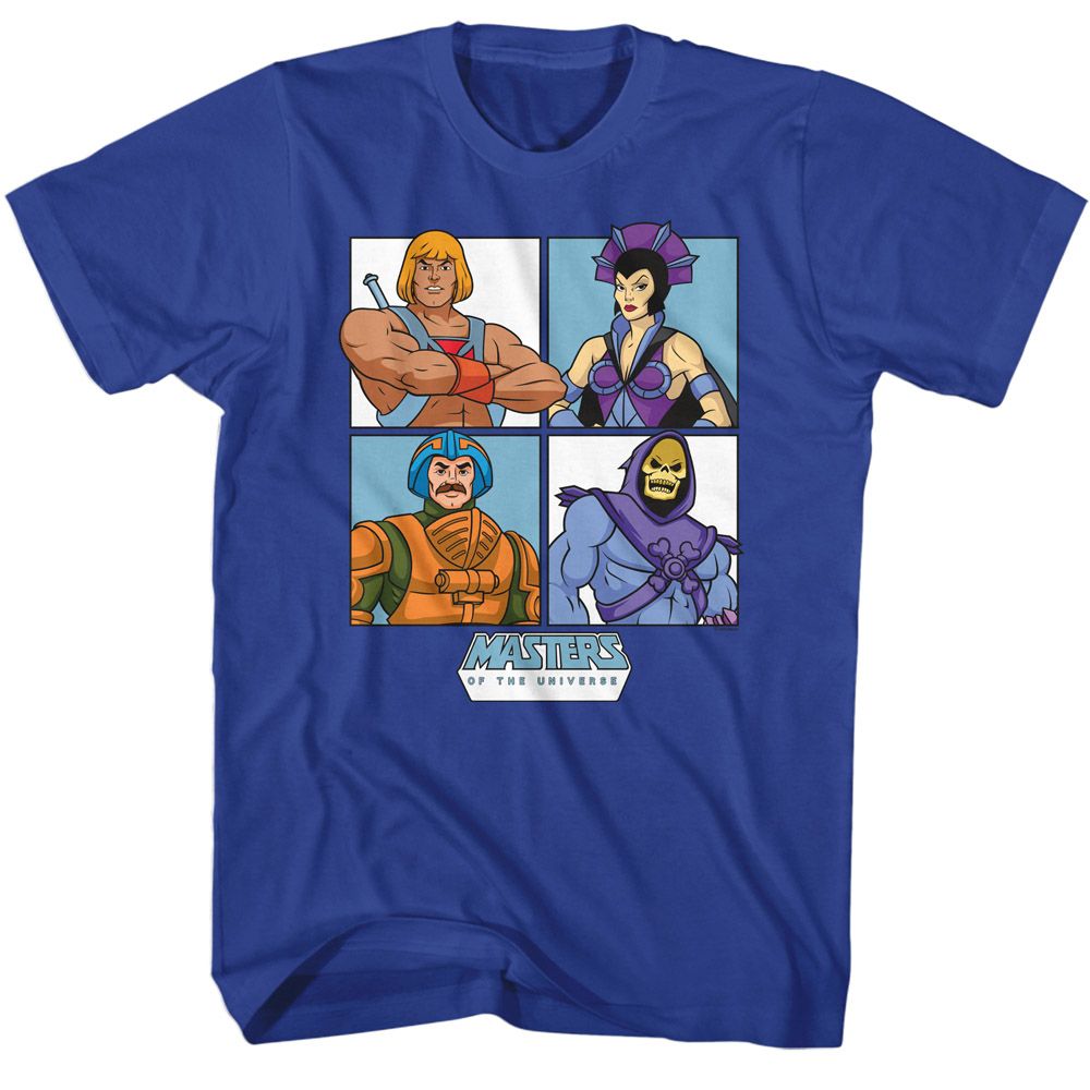 Four Character Squares Masters of the Universe t-shirt in royal blue
