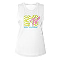MTV Ladies Muscle Tank - Neon Zebra Logo
