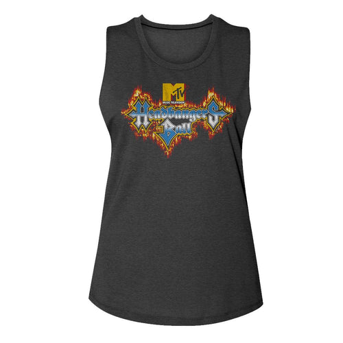 MTV Ladies Muscle Tank - Headbangers Ball Fire Logo
