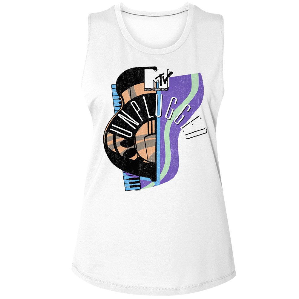 MTV Ladies Muscle Tank - Guitar Hat Piano