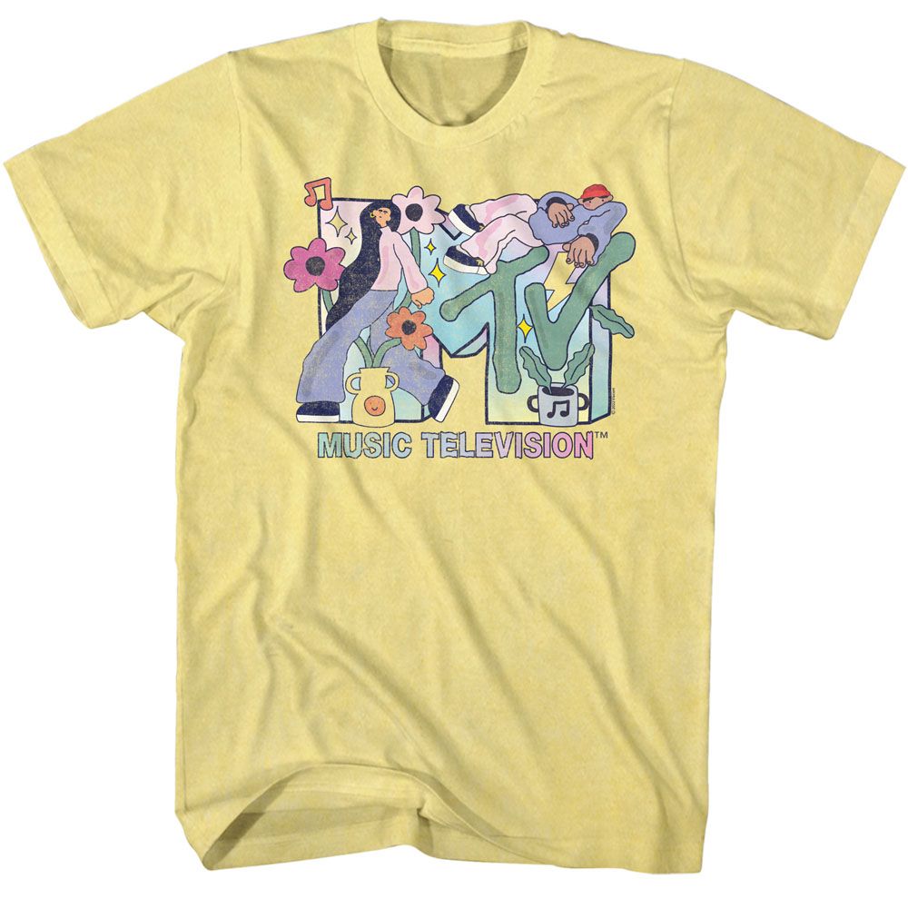 Gradient MTV t-shirt in yellow heather