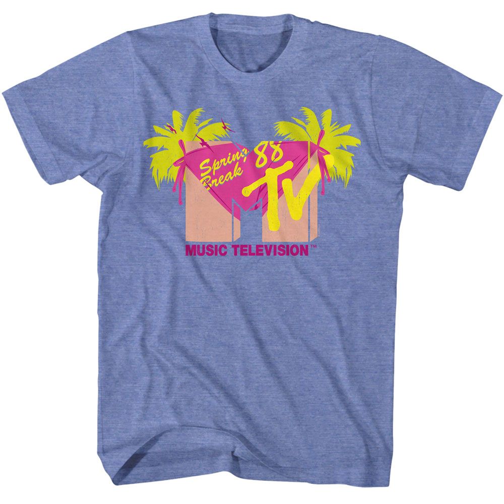 Spring Break Bikini MTV t-shirt in light blue heather