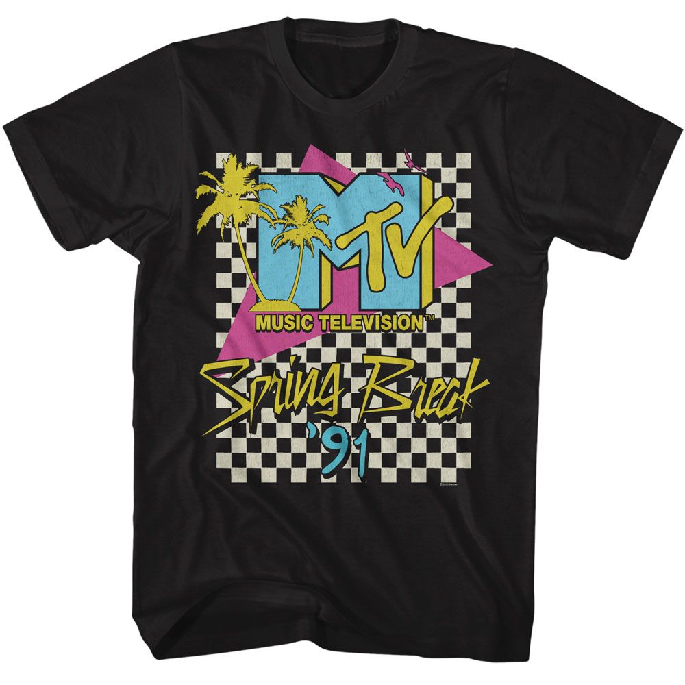 Spring Break 91 Checkered MTV t-shirt in black