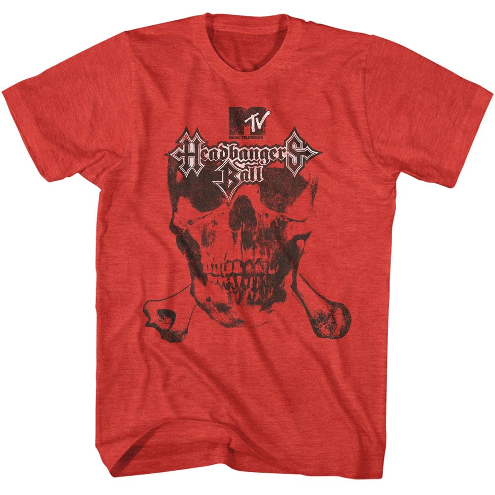 Headbangers Ball Skull MTV t-shirt in red heather