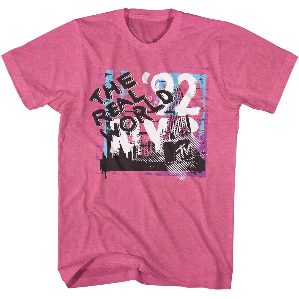 The Real World 92 MTV t-shirt in retro pink heather