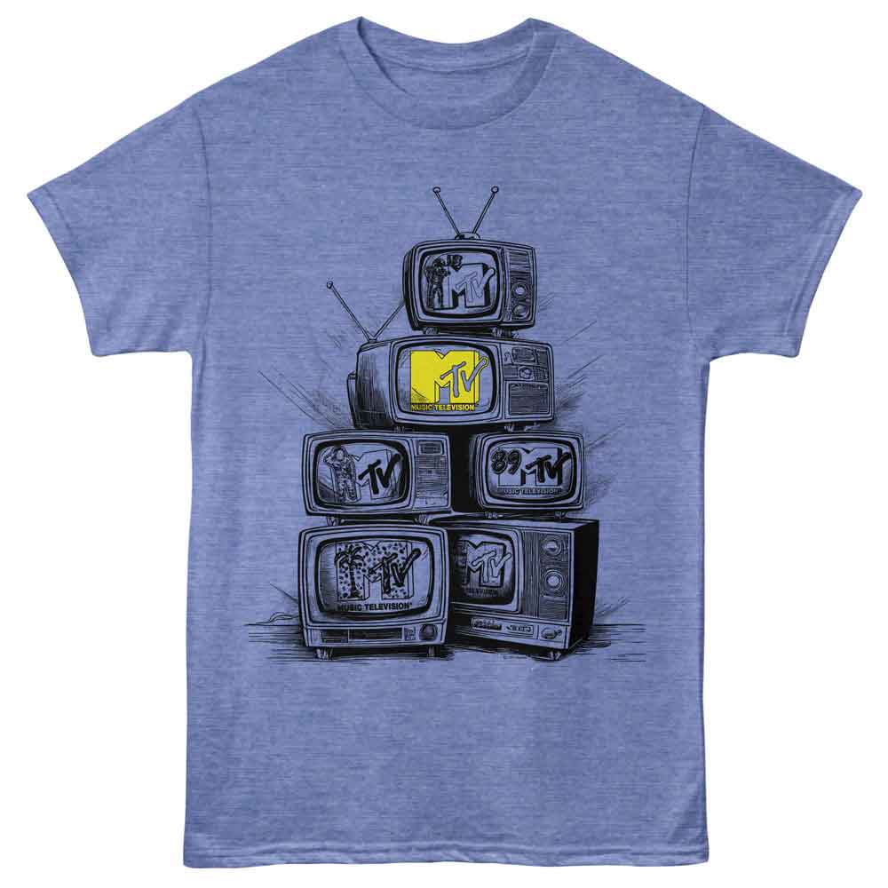 Wall of TVs MTV t-shirt in light blue heather