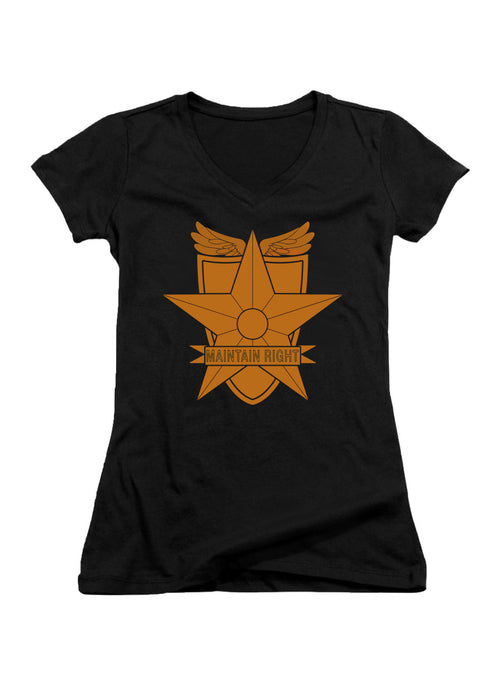 Black Main Force Patrol Logo Juniors V-Neck T-Shirt