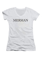 White Merman Juniors V-Neck T-Shirt
