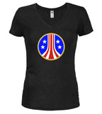 Black Military Logo Juniors V-Neck T-Shirt