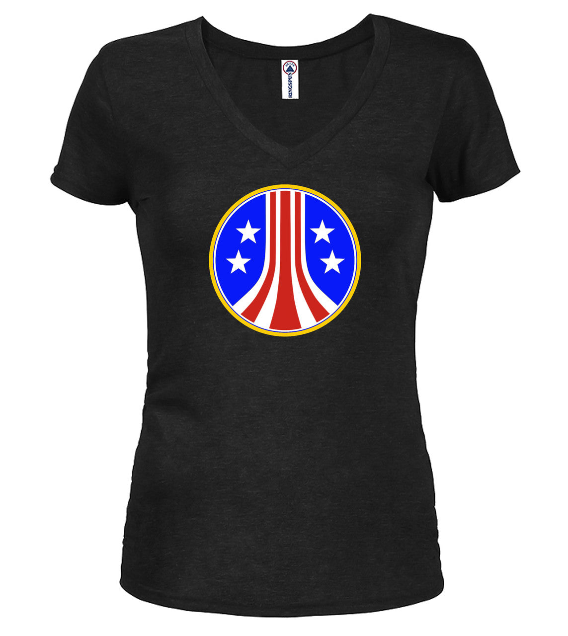 Black Military Logo Juniors V-Neck T-Shirt