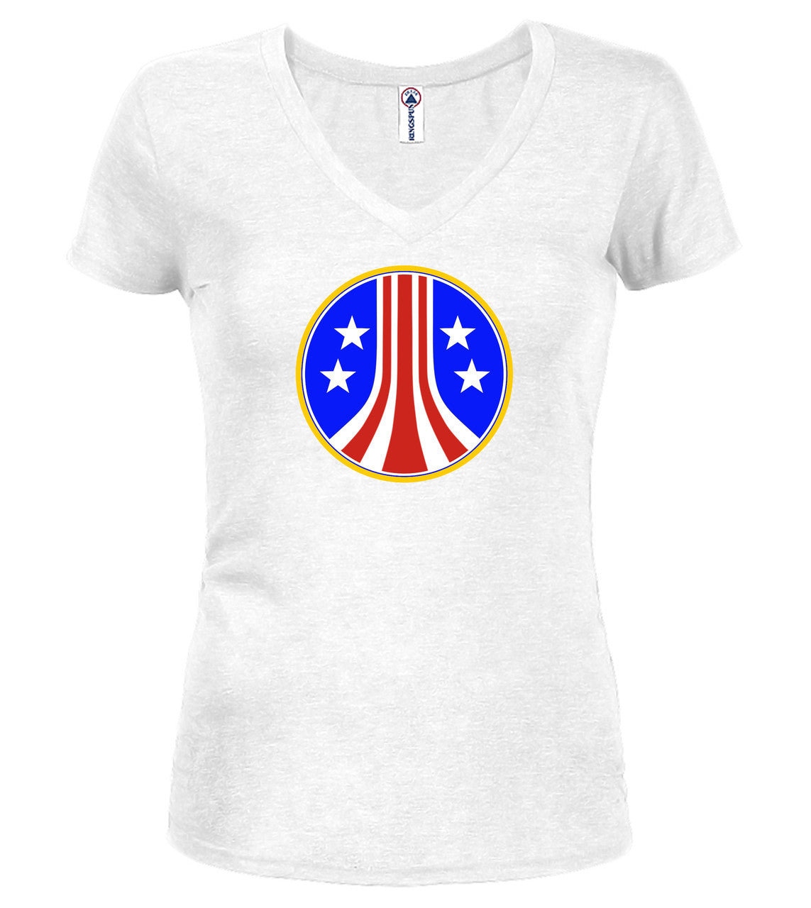 White Military Logo Juniors V-Neck T-Shirt