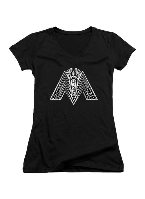 Black Ministry of Information Logo Juniors V-Neck T-Shirt