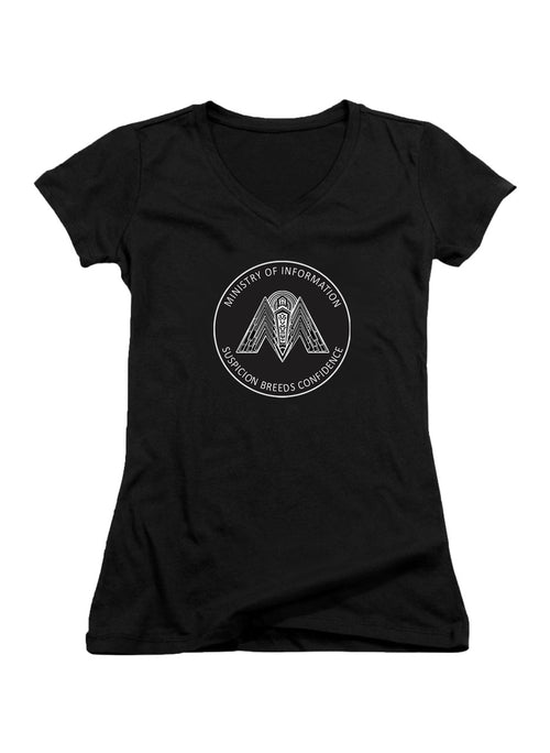 Black Ministry of Information Circle Juniors V-Neck T-Shirt