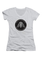 White Ministry of Information Circle Juniors V-Neck T-Shirt