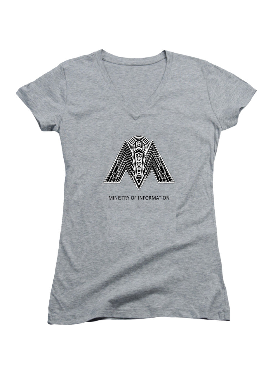 Gray Ministry of Information Juniors V-Neck T-Shirt