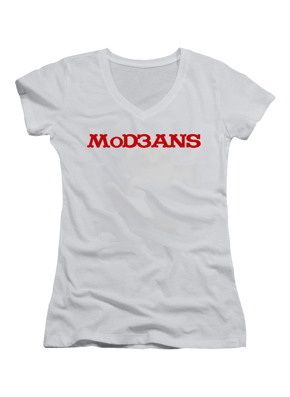 White Modeans 3 Juniors V-Neck T-Shirt
