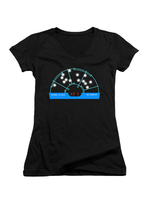 Black Motion Tracker Control Juniors V-Neck T-Shirt